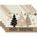 VIKAMA Linen Placemat with Christmas Element Printing Dirt Resistant Tabletop Placemat Suitable Party Kitchen and Restaurant