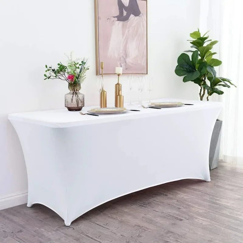 6FT 8FTSpandex Tablecloth High Stretch Wedding Hotel Birthday Table Cover for 4ft 5ft 6ft 8ft Folding Table Cocktail Tablecloth