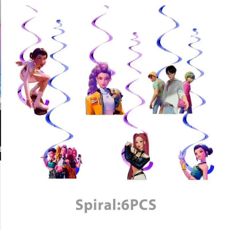 New Anime Demon Hunters Kpop Birthday Decoration Backdrop Ballon Kpop Happy Birthday Theme Plate Cup Napkin Cake Decor For Girl