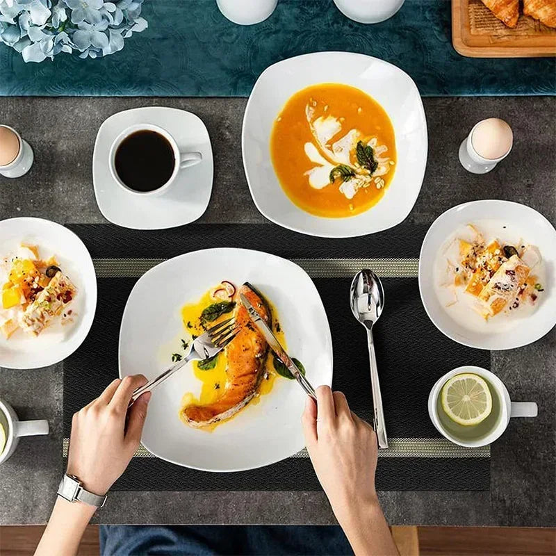 2/4/6PCS Placemats Dining Table Placemats Durable Washable Wipeable PVC Table Mats Pads for Hotel Banquet Party Home Decoration