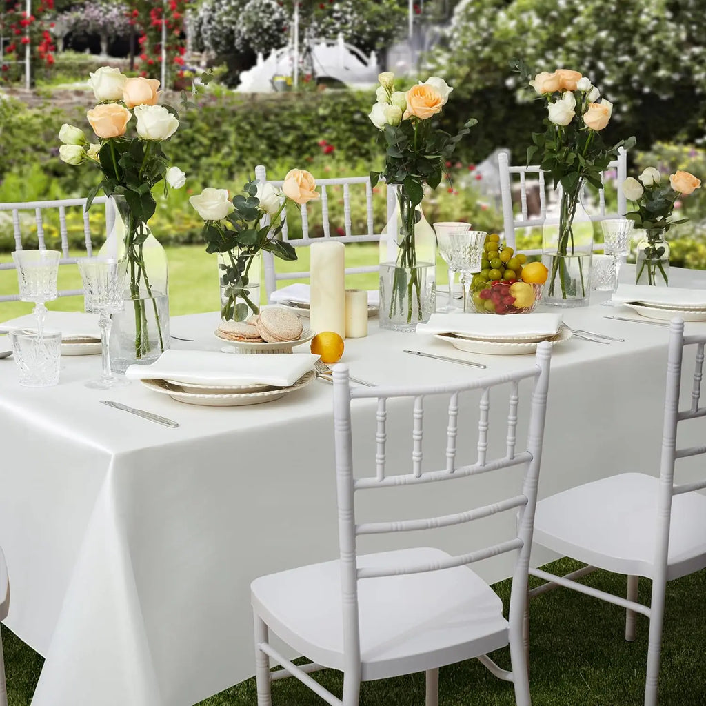 145-335cm Rectangle Satin Tablecloth Wedding Christmas Birthday Events Banquet White Table Cloth Overlays Home Dining Decor