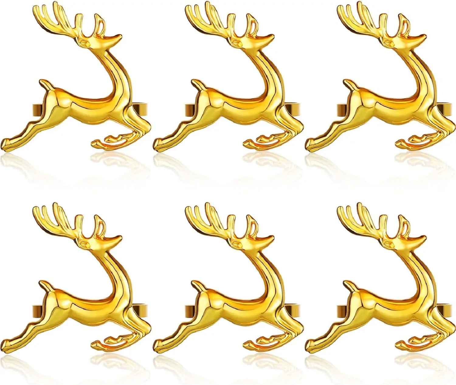 Deer Napkin Rings Silver Christmas Antler Reindeer Buckle for Cloth Napkins Holiday Dinners PartiesTable Decoration Accessories