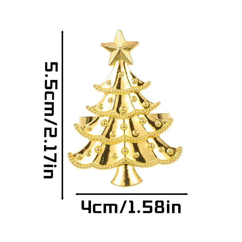 5PCS Christmas Napkin Rings Xmas Tree Ornaments 2025 Christmas Home Kitchen Dinner Table Decoration New Year Party Supplies
