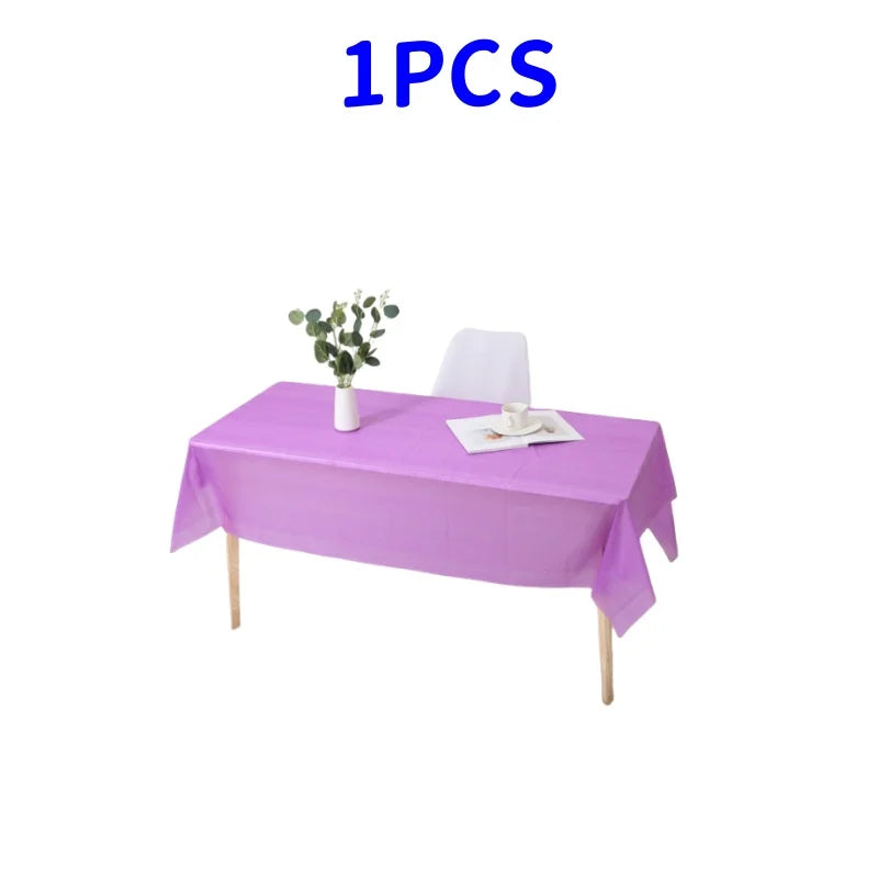 1pc Reusable Tablecloths 137x183cm BPA Free Plastic Dining Table Cover Cloth for Parties Picnic Camping Disposable Tablecloths