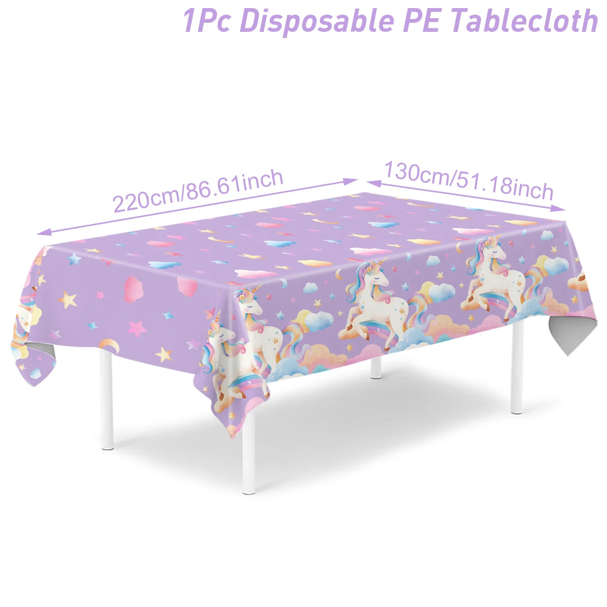 Rainbow Unicorn PE Tablecloth Happy Unicorn Theme Birthday Party Decorations Kids Favors Table Cover Girls Baby Shower Supplies