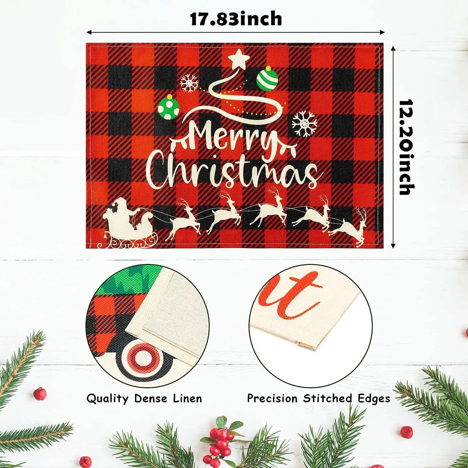 Christmas Meal Mat Christmas Decor Meal Mat Linen Printed Fabric Placemats Snowman Goblin Santa Tree Snowflake Desktop Decor