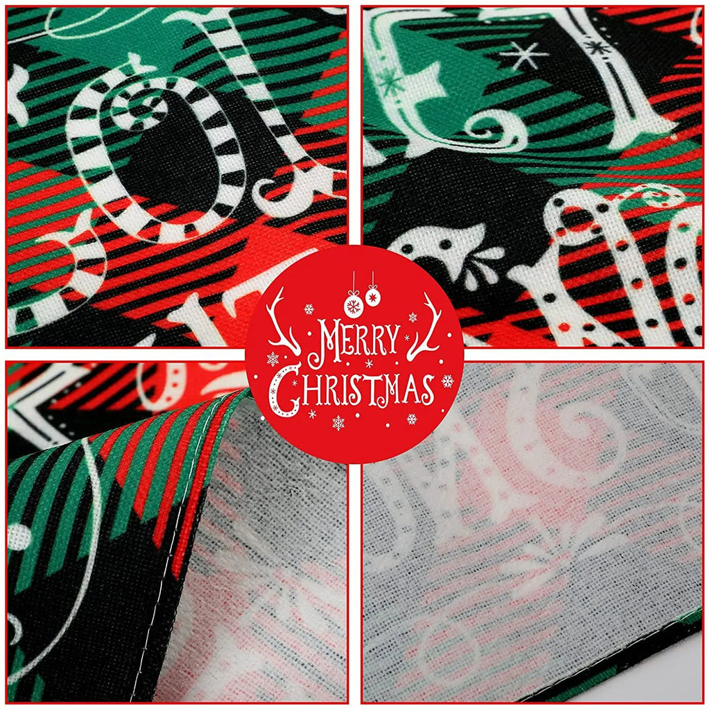 Christmas Meal Mat Christmas Decor Meal Mat Linen Printed Fabric Placemats Snowman Goblin Santa Tree Snowflake Desktop Decor