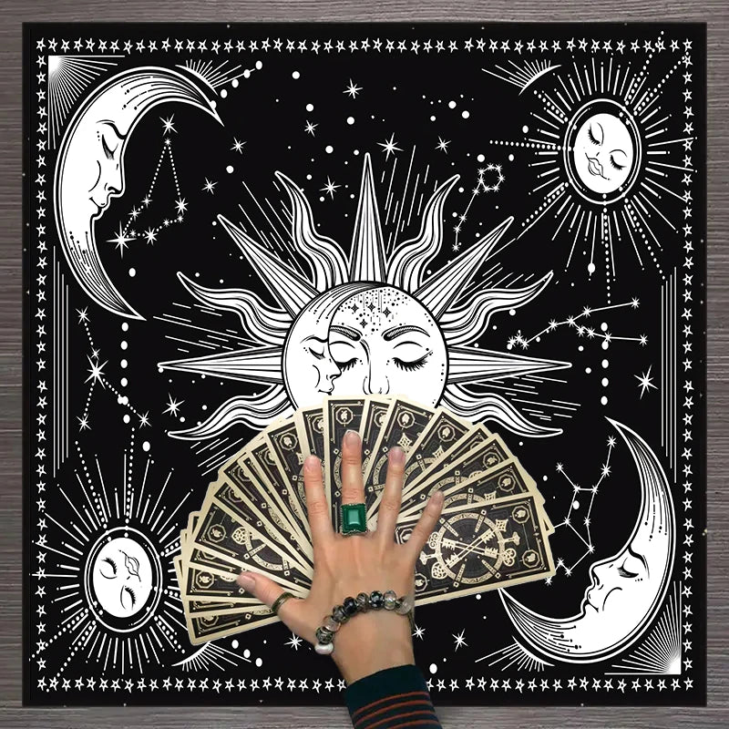 1pc Tarot card tablecloth, twelve constellations divination, starry sky altar cloth, Tarot card game decoration tablecloth