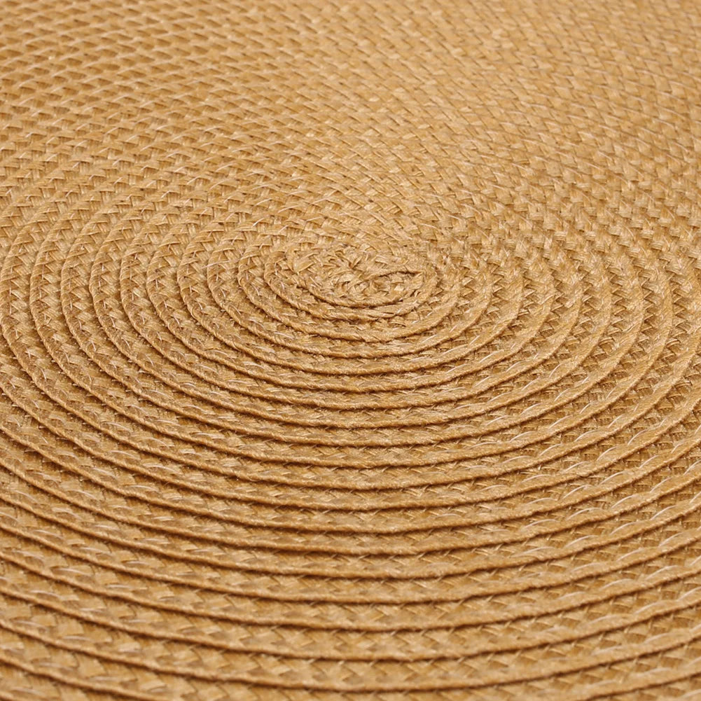 Set of 12 Round Braided Table Mat Washable Placemats Non Slip Heat Resistant for Kitchen Dining Tables Pad With Cup Coasters