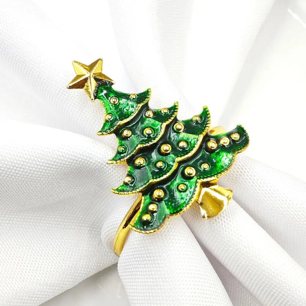 5PCS Christmas Napkin Rings Xmas Tree Ornaments 2025 Christmas Home Kitchen Dinner Table Decoration New Year Party Supplies