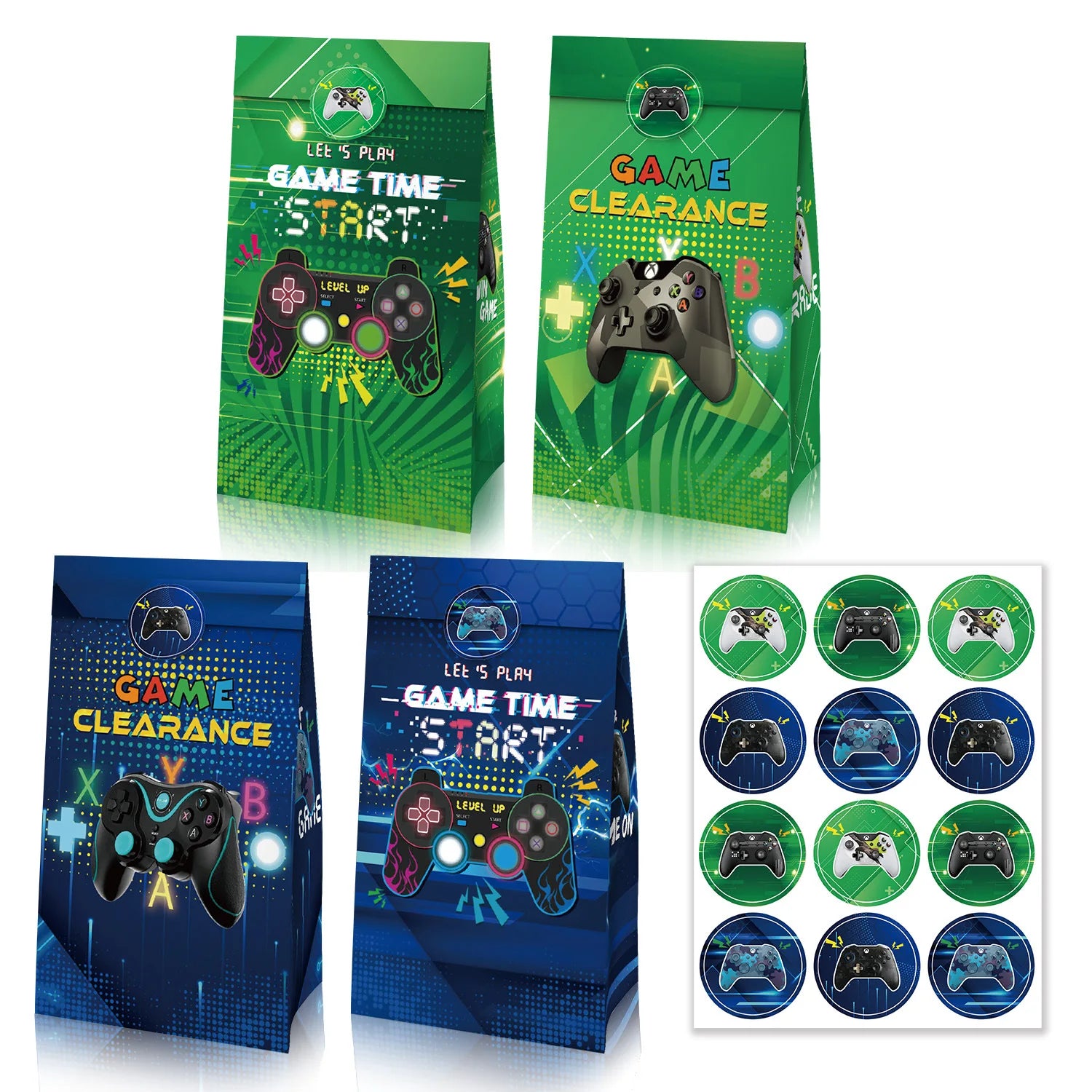 Video Game Birthday Party Favors New Paper Black White Blue Tableware Happy Birthday Plates Napkins Background Decorations Kits