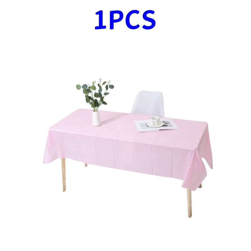 1pc Reusable Tablecloths 137x183cm BPA Free Plastic Dining Table Cover Cloth for Parties Picnic Camping Disposable Tablecloths