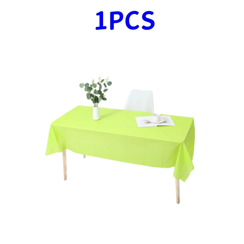 1pc Reusable Tablecloths 137x183cm BPA Free Plastic Dining Table Cover Cloth for Parties Picnic Camping Disposable Tablecloths