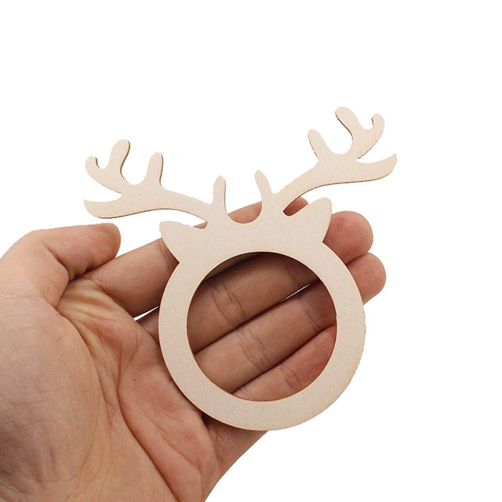 10pcs Wooden Christmas Napkin Rings Reindeer Antlers Napkin Rings Napkin holders Christmas Dinner Table Party Napkin Holder