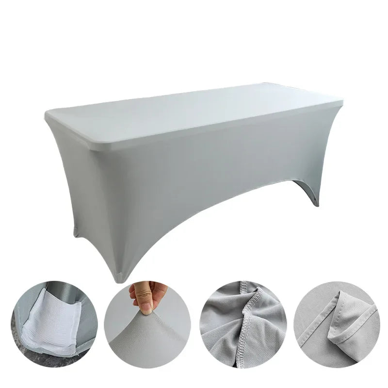 6FT 8FTSpandex Tablecloth High Stretch Wedding Hotel Birthday Table Cover for 4ft 5ft 6ft 8ft Folding Table Cocktail Tablecloth