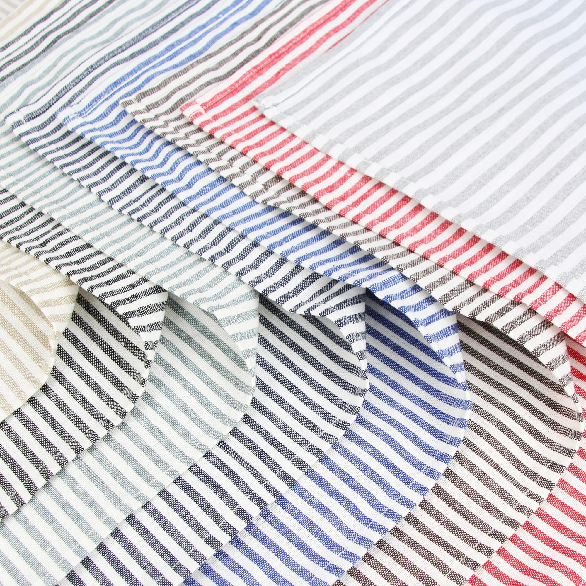 Plain Striped Linen Cotton Blended Dinner Cloth Napkins Placemats Tea Towels Set of 12 (40 x 30 cm) for Events & Home Use