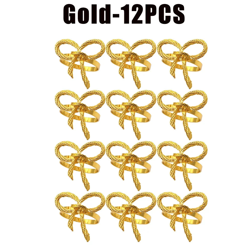 Alloy Bow Tie Napkin Rings Elegant Table Decor for Wedding Banquet Dinner Parties Reusable Metal Holders Gatherings Accessories