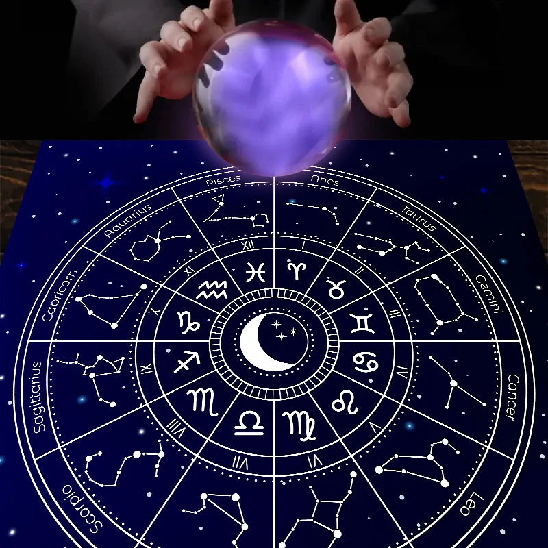 1pc Tarot card tablecloth, twelve constellations divination, starry sky altar cloth, Tarot card game decoration tablecloth