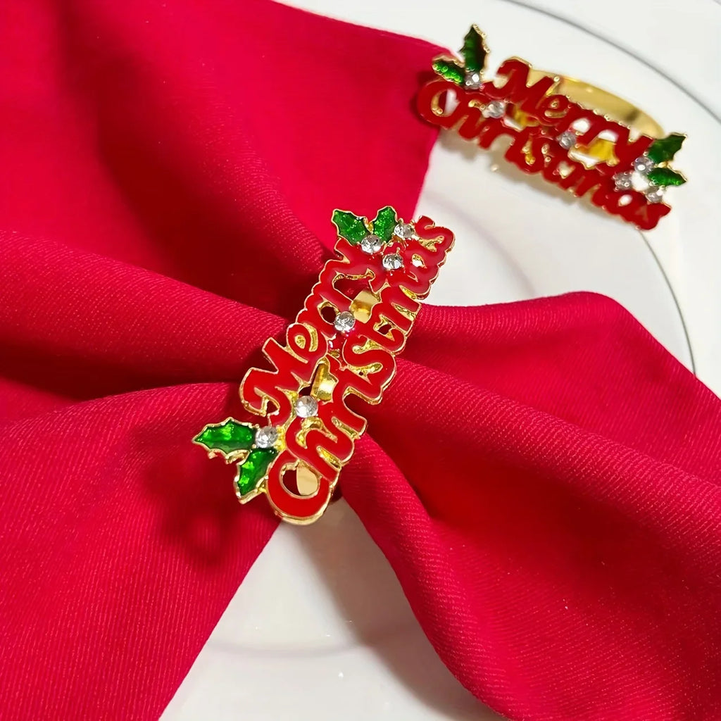 Holiday Christmas Thanksgiving Napkin Ring Holder Decorative Napkin Holder for Family Table Dinner Holiday Table Setting