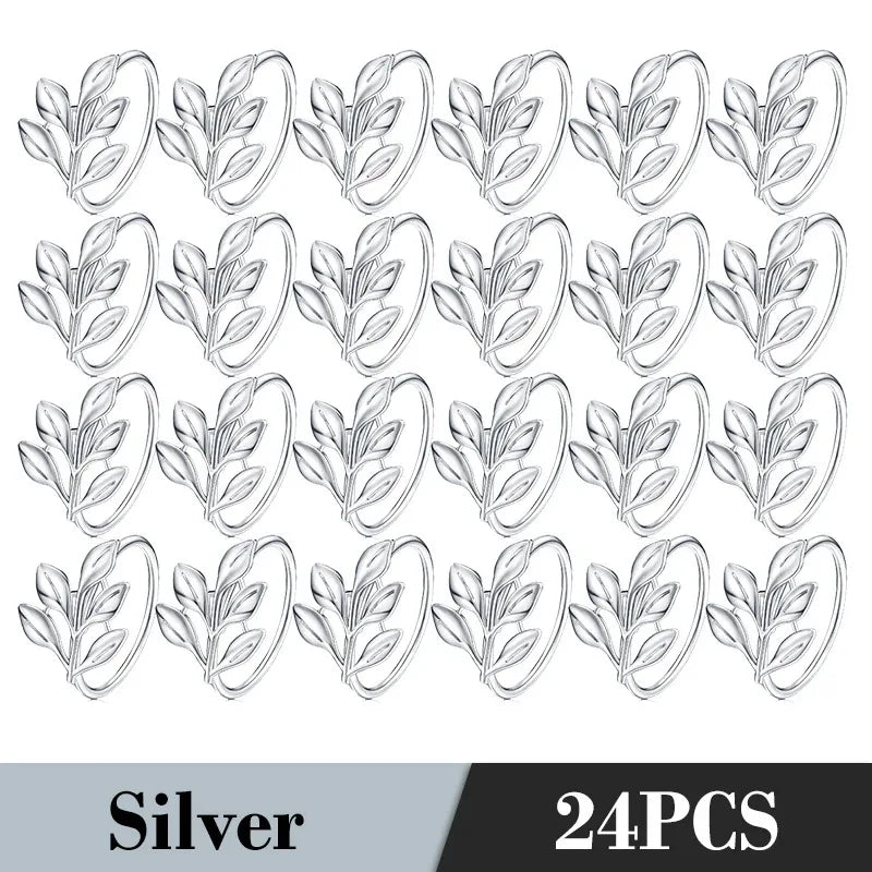 36PCS Vintage Style Leaf Napkin Ring Elegant Tricolor Leaf Napkin Buckle Birthday Wedding Party Banquet Table Decoration