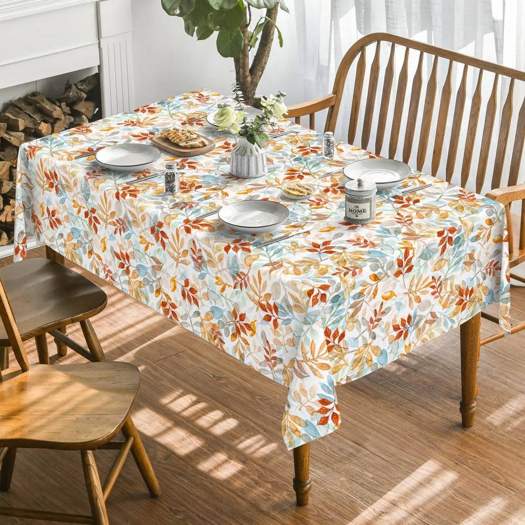 Fall Thanksgiving Maple Leaf Waterproof Tablecloth Table Decor Autumn Harvest Kitchen Dining Tablecloth Holiday Party Decor