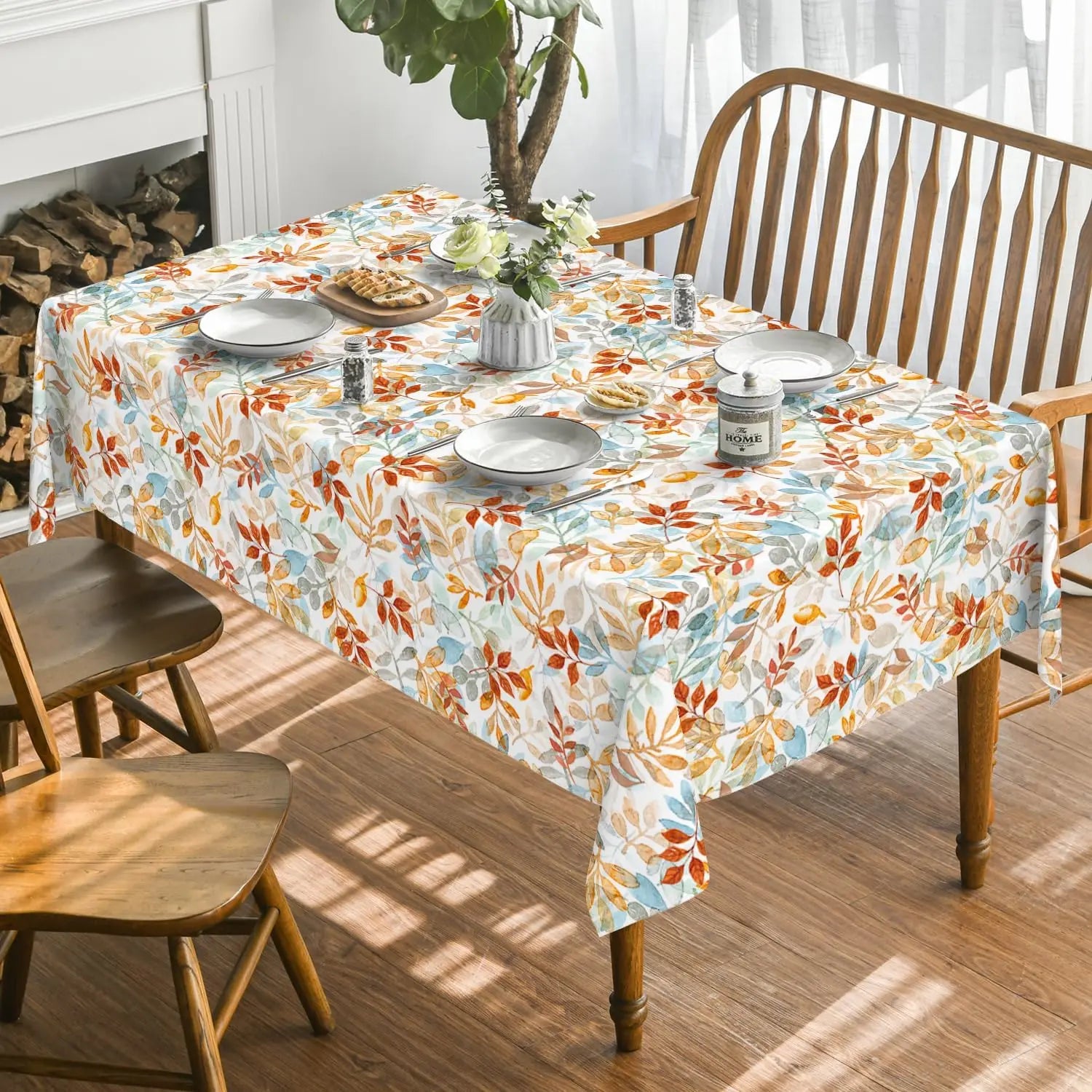 Fall Thanksgiving Maple Leaf Waterproof Tablecloth Table Decor Autumn Harvest Kitchen Dining Tablecloth Holiday Party Decor