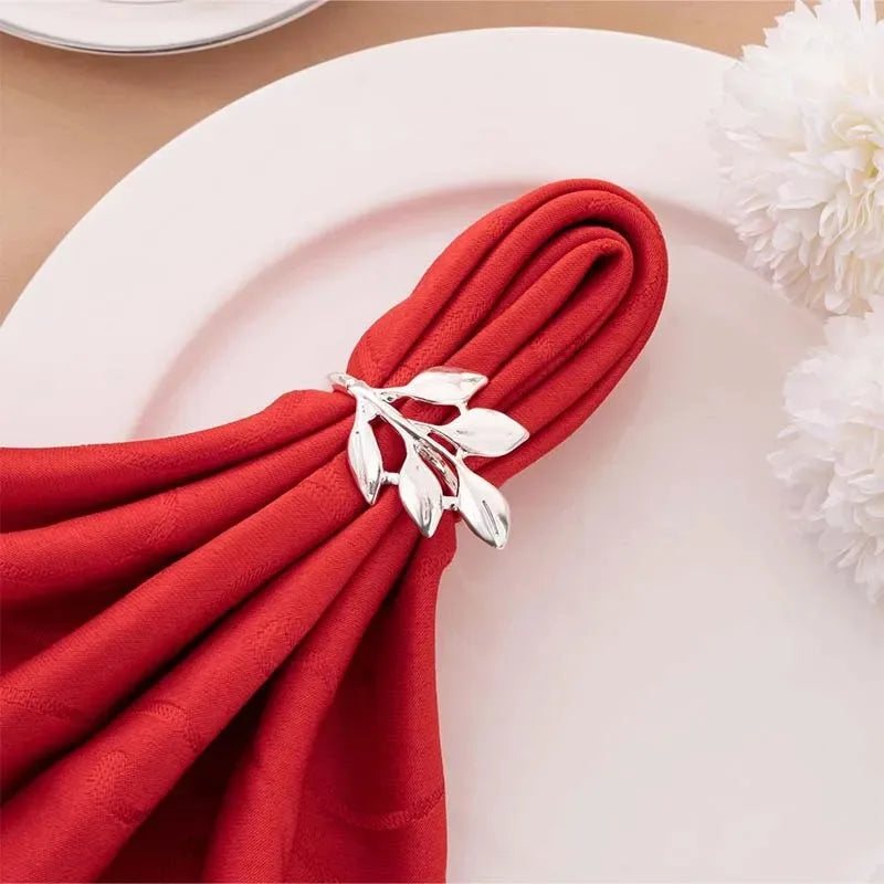 36PCS Vintage Style Leaf Napkin Ring Elegant Tricolor Leaf Napkin Buckle Birthday Wedding Party Banquet Table Decoration