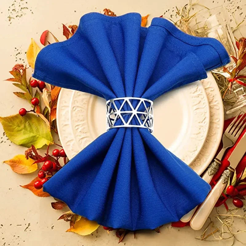 12pcs Back Pattern Wedding Napkin Rings Table Decoration Hollow Out Family Gatherings Everyday Use Napkin Buckle Holder