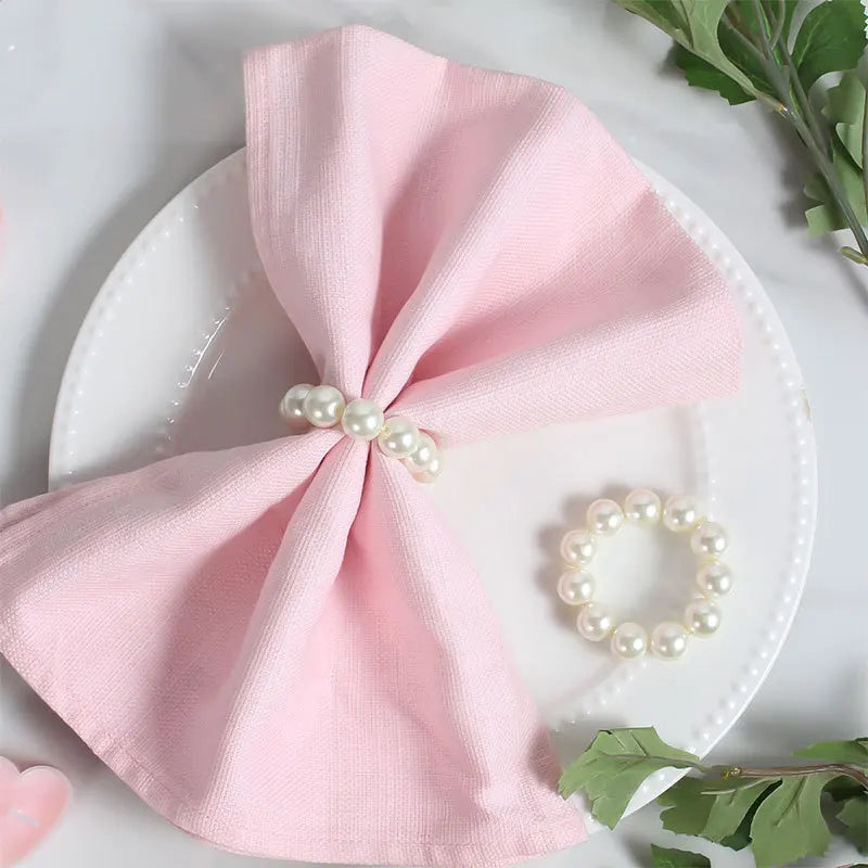 6/12 Pearl Napkin Rings Napkin Ring Holder Imitation Beaded Napkin Rings Elegant for Wedding Party Christmas Table Decoration