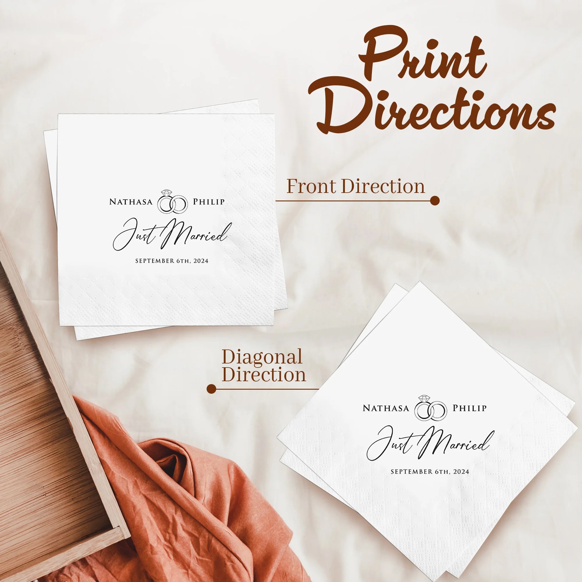 Personalized Paper Napkins for Wedding Custom Napkins of Your Text 50-500pcs Disposable Napkins for Cocktail Party Hen Party