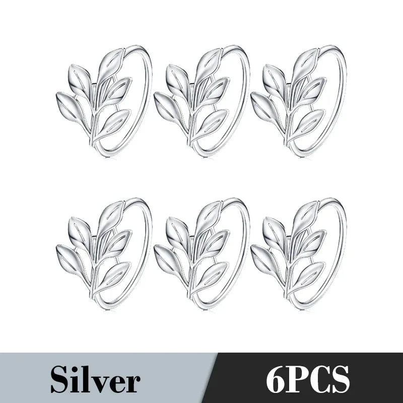 36PCS Vintage Style Leaf Napkin Ring Elegant Tricolor Leaf Napkin Buckle Birthday Wedding Party Banquet Table Decoration
