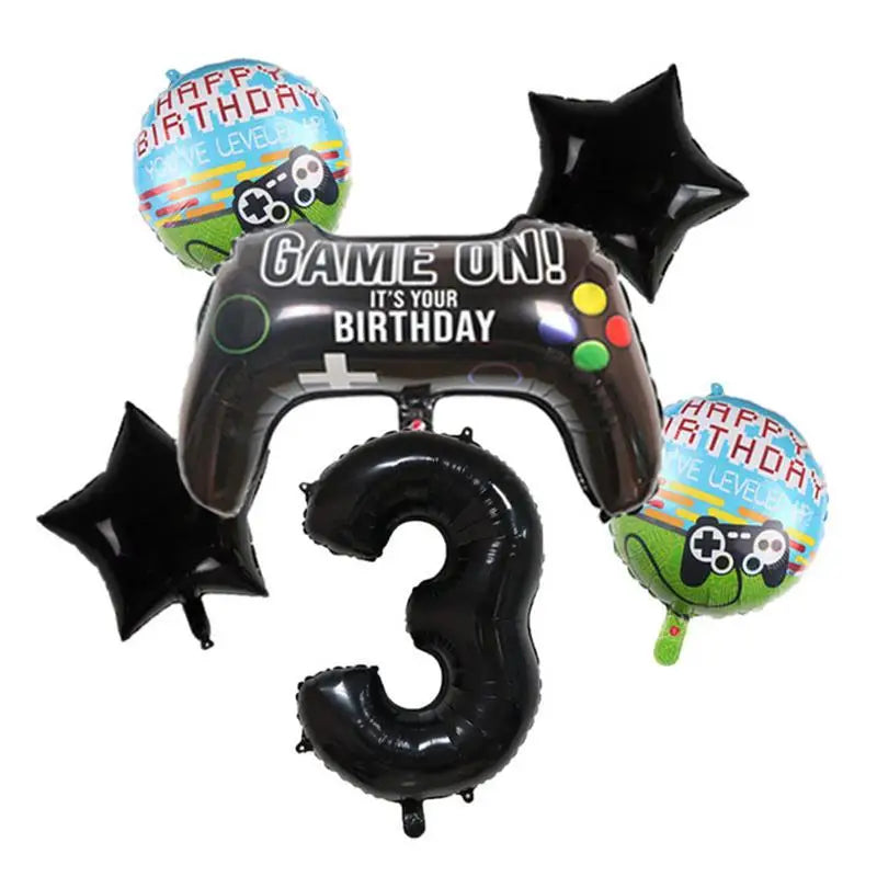 Video Game Birthday Party Favors New Paper Black White Blue Tableware Happy Birthday Plates Napkins Background Decorations Kits