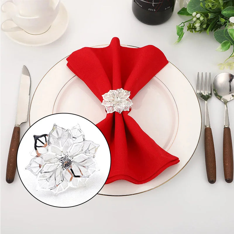 6pcs Metal Rings Napkin Holder Dinner Petals Dining Napkin Rings Anniversary Wedding Party Accessories Dinner Table Decoration