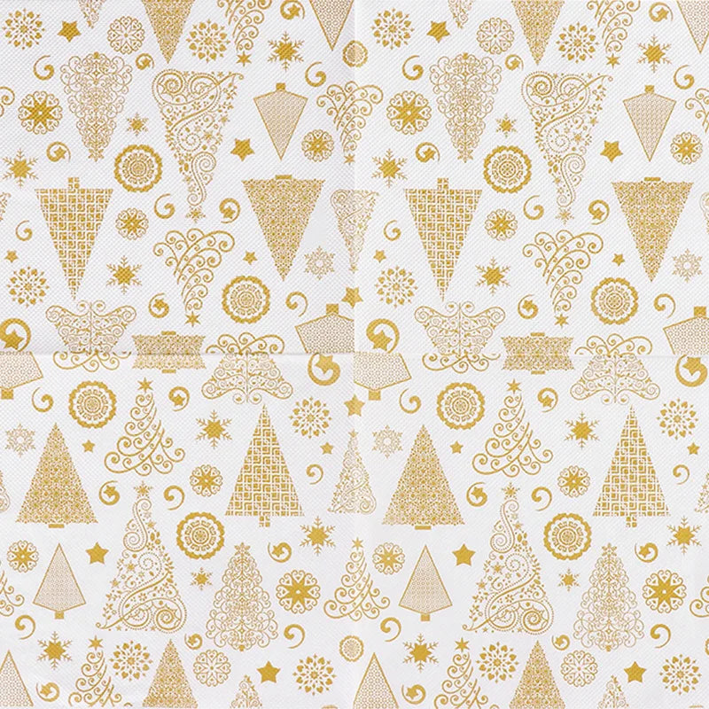 20Pcs Golden Christmas Tree Pattern Printed Napkins Party Tissue Paper Western Restaurant Bakery Suitable Exquisite Odorless