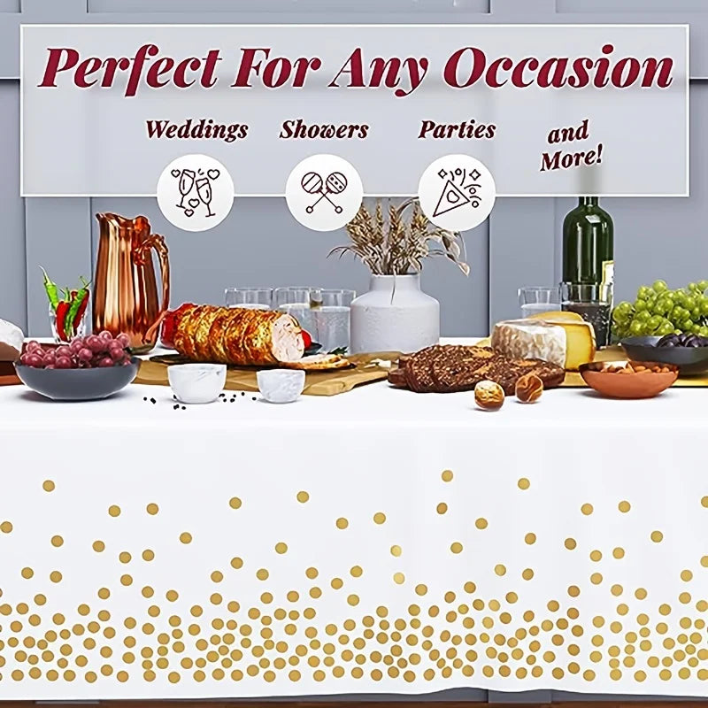 Elegant Dot Disposable Tablecloth, 137 x 274cm - Ideal for Birthday Parties Weddings Youngsters Showers and Special Occasions