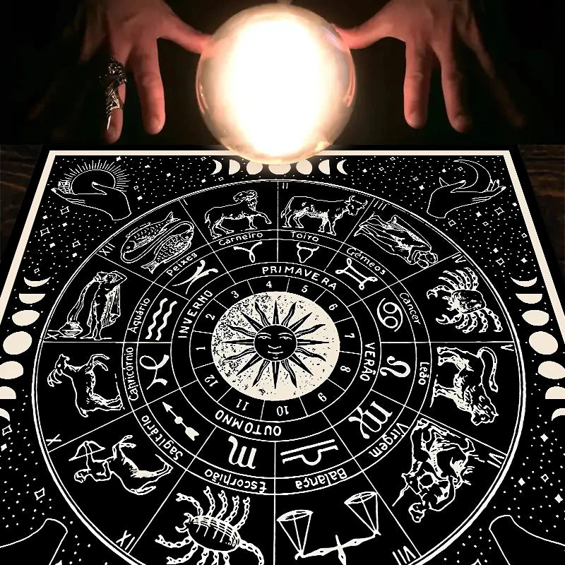 1pc Tarot card tablecloth, twelve constellations divination, starry sky altar cloth, Tarot card game decoration tablecloth