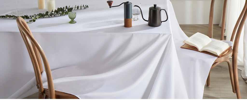 145-335cm Rectangle Satin Tablecloth Wedding Christmas Birthday Events Banquet White Table Cloth Overlays Home Dining Decor