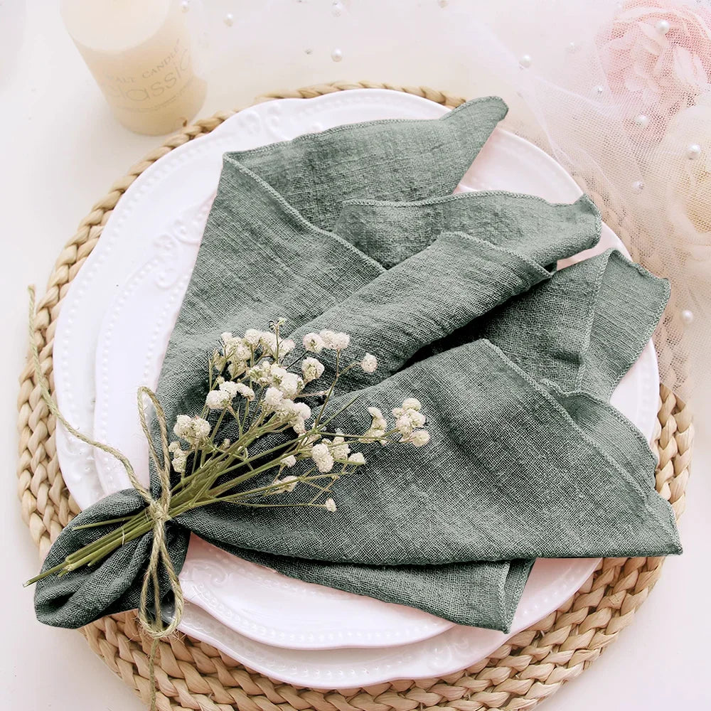 10pcs Cotton Cloth Napkins Gauze Fabric Blue 30x30cm for Wedding Party Birthday Tea Towel Table Baby Shower Christmas Napkins