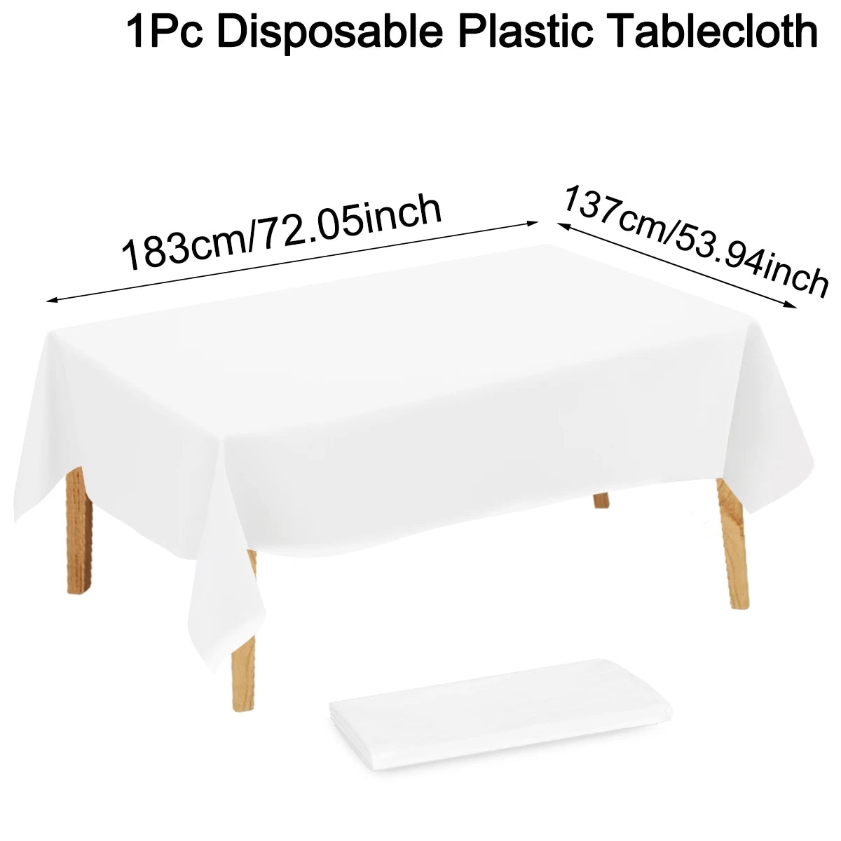183×137cm Solid White Tablecloth Disposable Plastic Table Covers for Birthday Party Wedding Decoration Home Dinning Table Decor