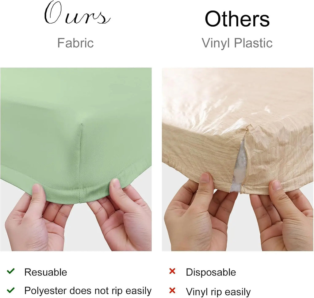 Rectangle Table Cloth, Elastic Fitted Fabric Tablecloth Fits for 6 Foot Folding Tables, Washable Table Cover for Picnic, Camping