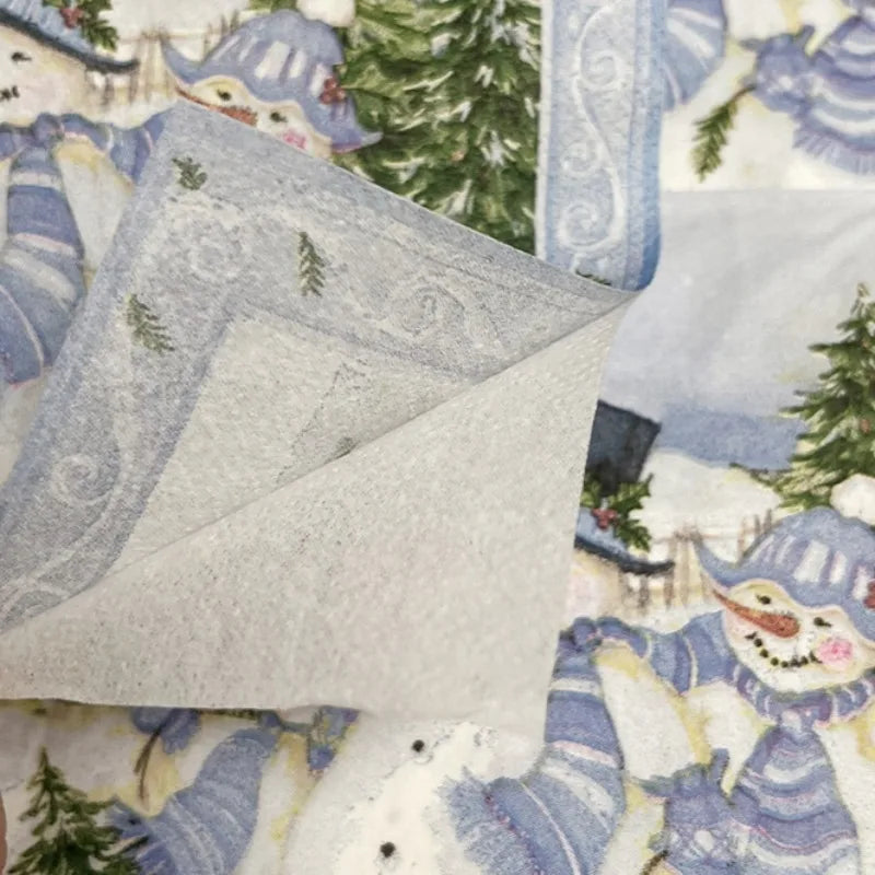 10/20pcs 33*33cm 2-Ply Christmas Napkin Festival Party Decoration Paper Three Christmas Snowmen Cartoon Printed Paper Placemats