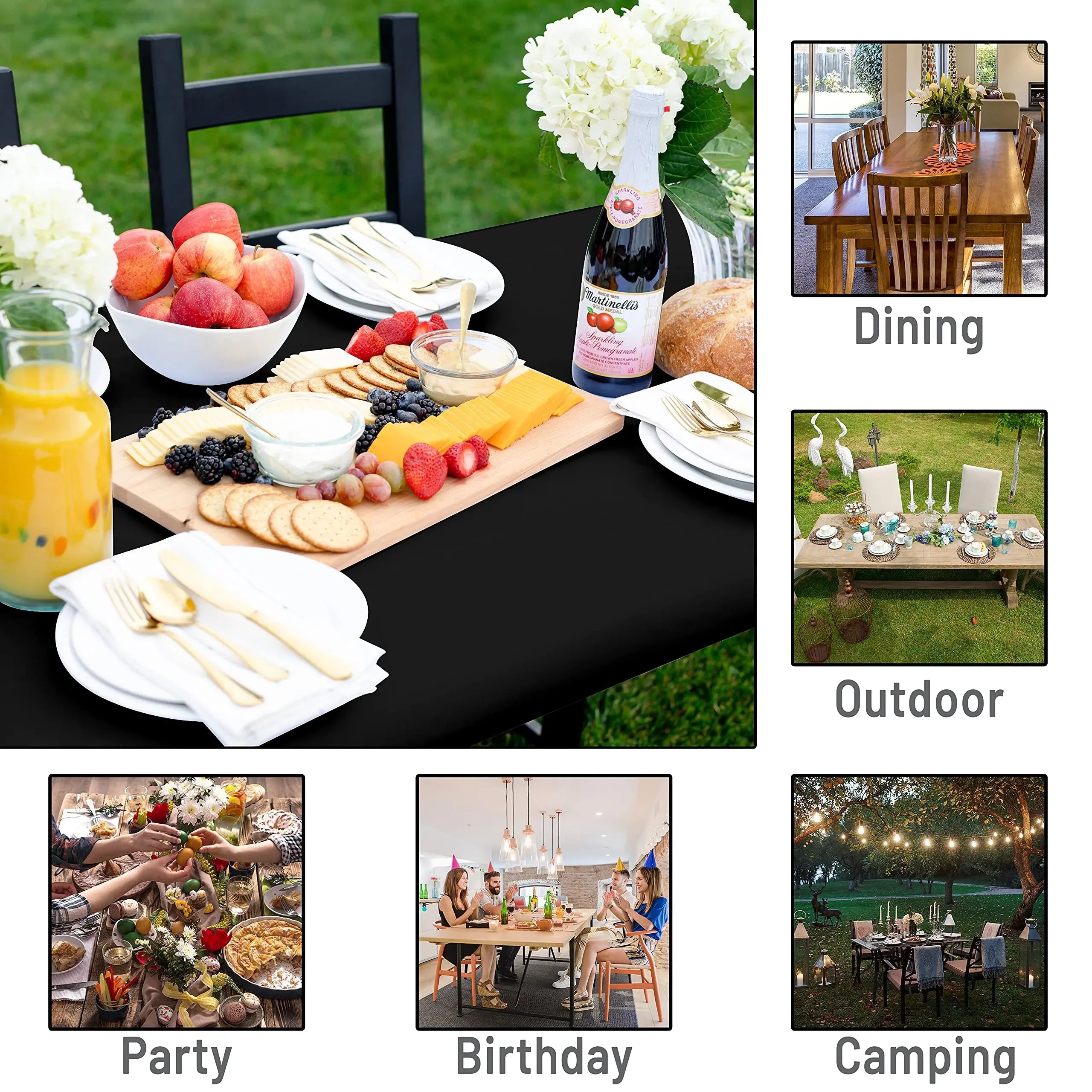 Rectangle Table Cloth, Elastic Fitted Fabric Tablecloth Fits for 6 Foot Folding Tables, Washable Table Cover for Picnic, Camping