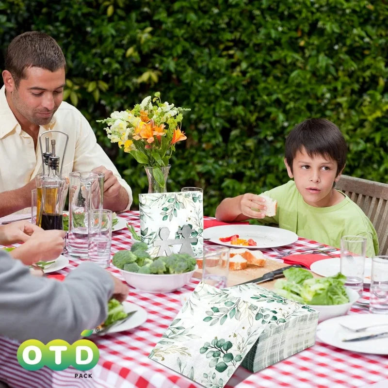 Eucalyptus Napkins Disposable Hand Towels for Bathroom Sage Green Leaves Gueay Dinning,Beverages or Cocktail Disposable