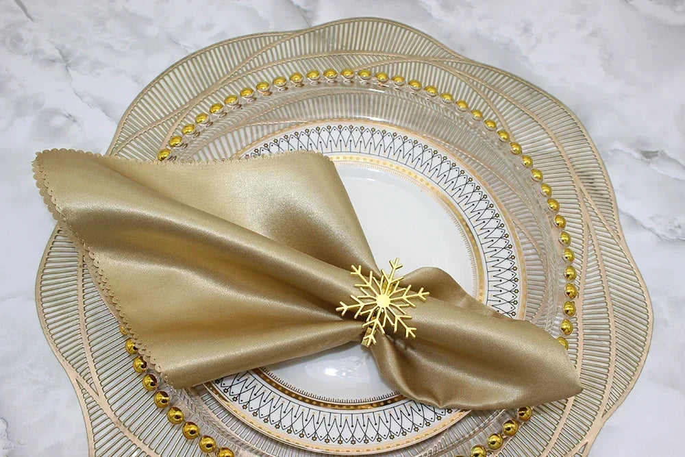 6Pc Silver/Gold Snowflake Napkin Rings Dinner Napkin Rings Holder for Christmas Holiday New Year Wedding Party Table Decoration