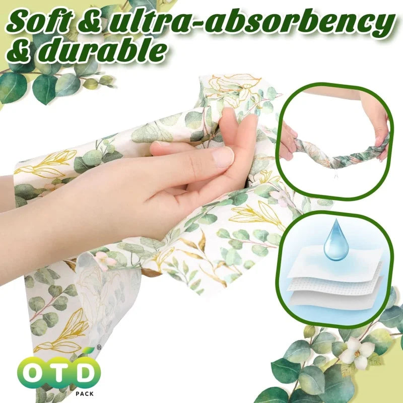 Eucalyptus Napkins Disposable Hand Towels for Bathroom Sage Green Leaves Gueay Dinning,Beverages or Cocktail Disposable