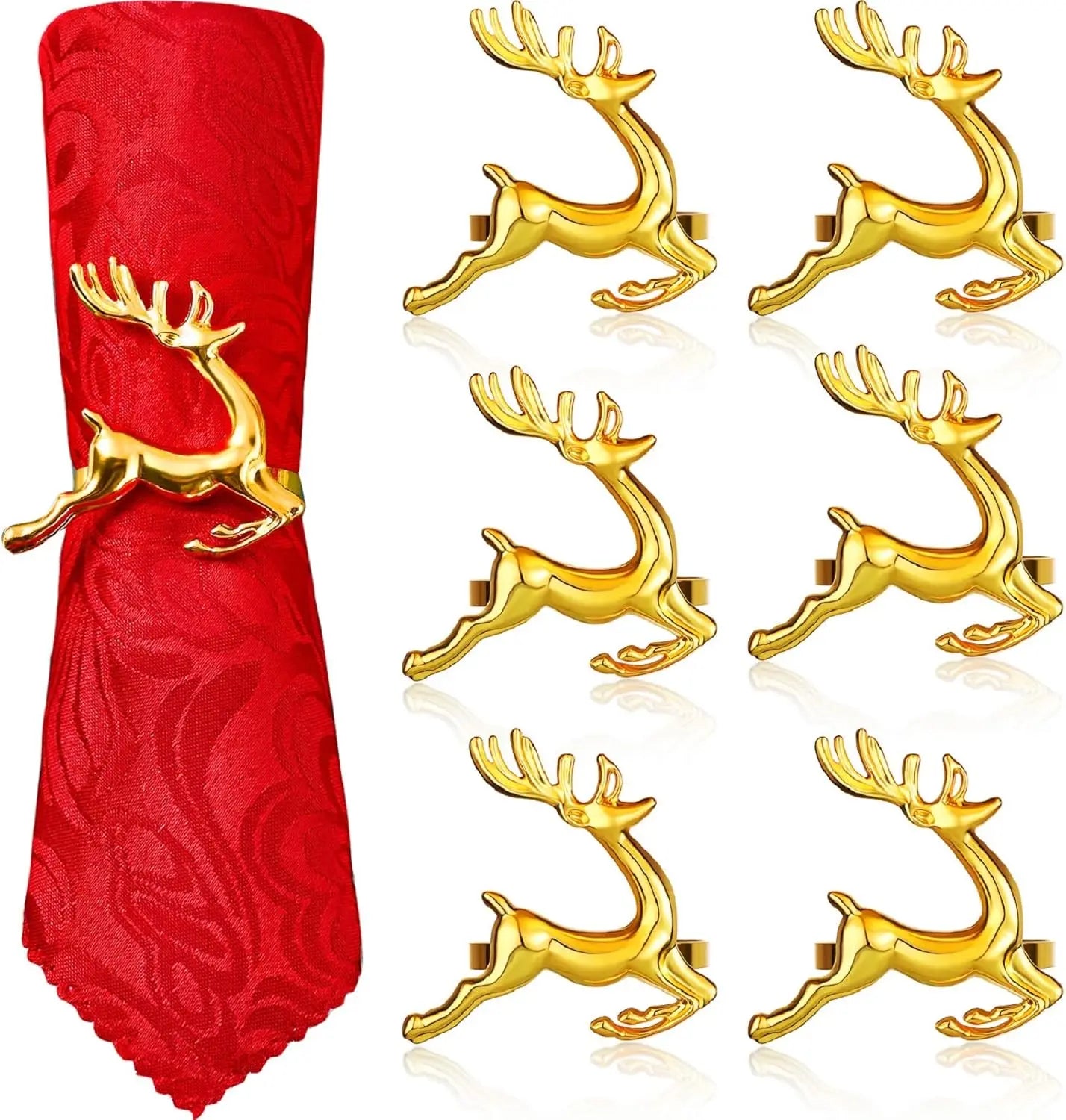 Deer Napkin Rings Silver Christmas Antler Reindeer Buckle for Cloth Napkins Holiday Dinners PartiesTable Decoration Accessories