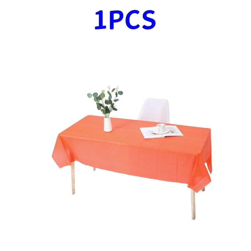 1pc Reusable Tablecloths 137x183cm BPA Free Plastic Dining Table Cover Cloth for Parties Picnic Camping Disposable Tablecloths