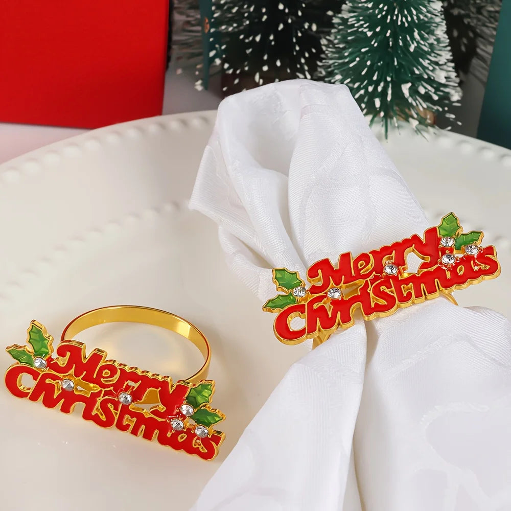 Holiday Christmas Thanksgiving Napkin Ring Holder Decorative Napkin Holder for Family Table Dinner Holiday Table Setting