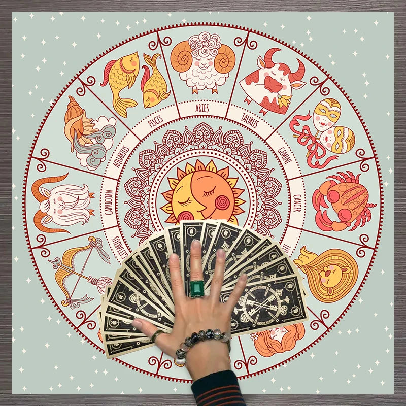 1pc Tarot card tablecloth, twelve constellations divination, starry sky altar cloth, Tarot card game decoration tablecloth