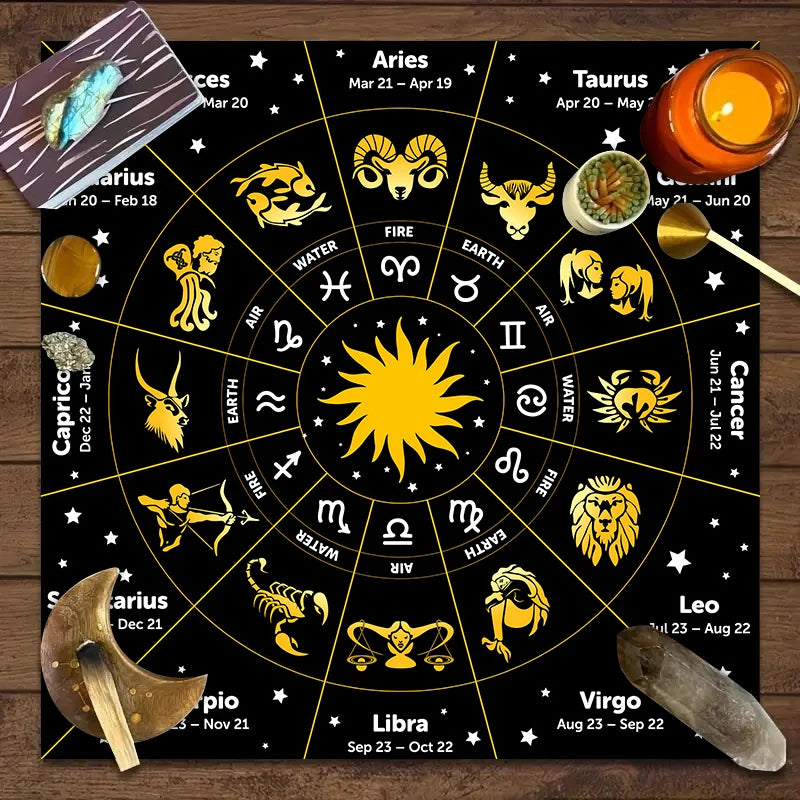 1pc Tarot card tablecloth, twelve constellations divination, starry sky altar cloth, Tarot card game decoration tablecloth